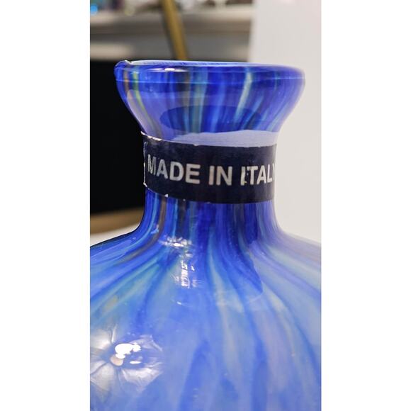 Vintage Lavorazione T.Murano Blue Green Glass Vase - Picture 3 of 6